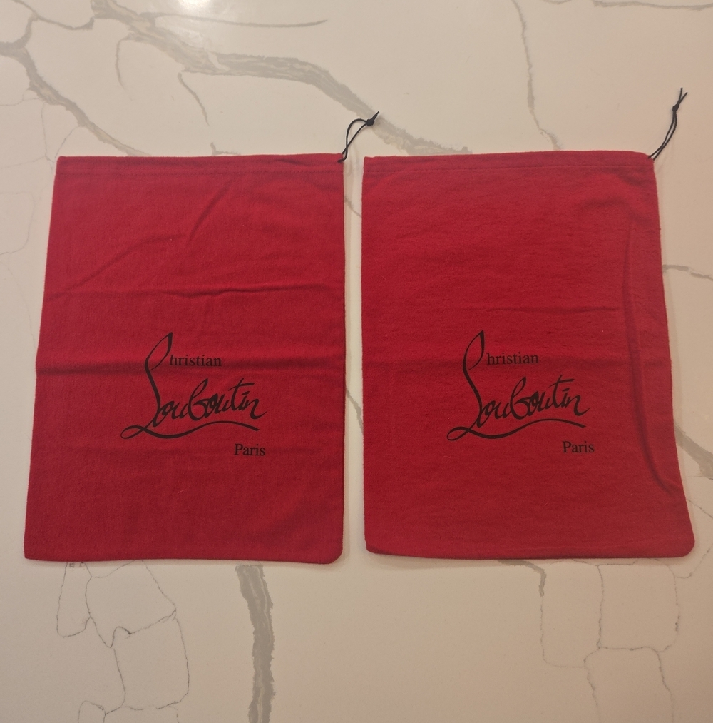 Authentic Christian Louboutin Red Velvet Microfiber Set Of 2 Dust Bags Shoes - Picture 2 of 5